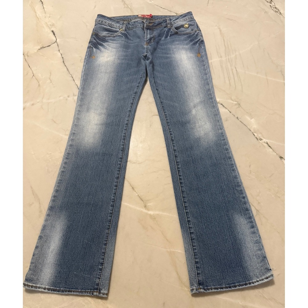 Vintage Apple Bottoms Low Rise Flare Jeans Gold Embroidered Apple Pockets 9/10